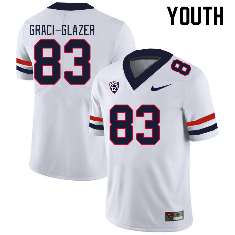 Youth #83 Sam Graci-Glazer Arizona Wildcats College Football Jerseys Stitched-White - Click Image to Close